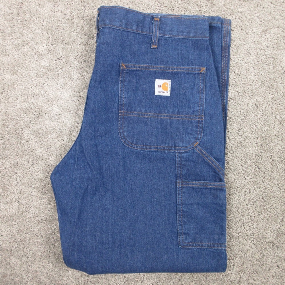Carhartt Jeans Mens 36x30 Blue FRB13 Loose Fit Utility Carpenter Work Denim Pant
